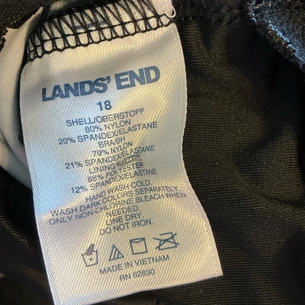 LAND’S END 18 Tankini Top black floral detachable straps - Picture 3 of 6